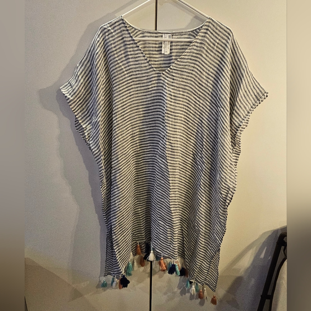Sea Folly Australia Womans Blue/White Striped Cover Up